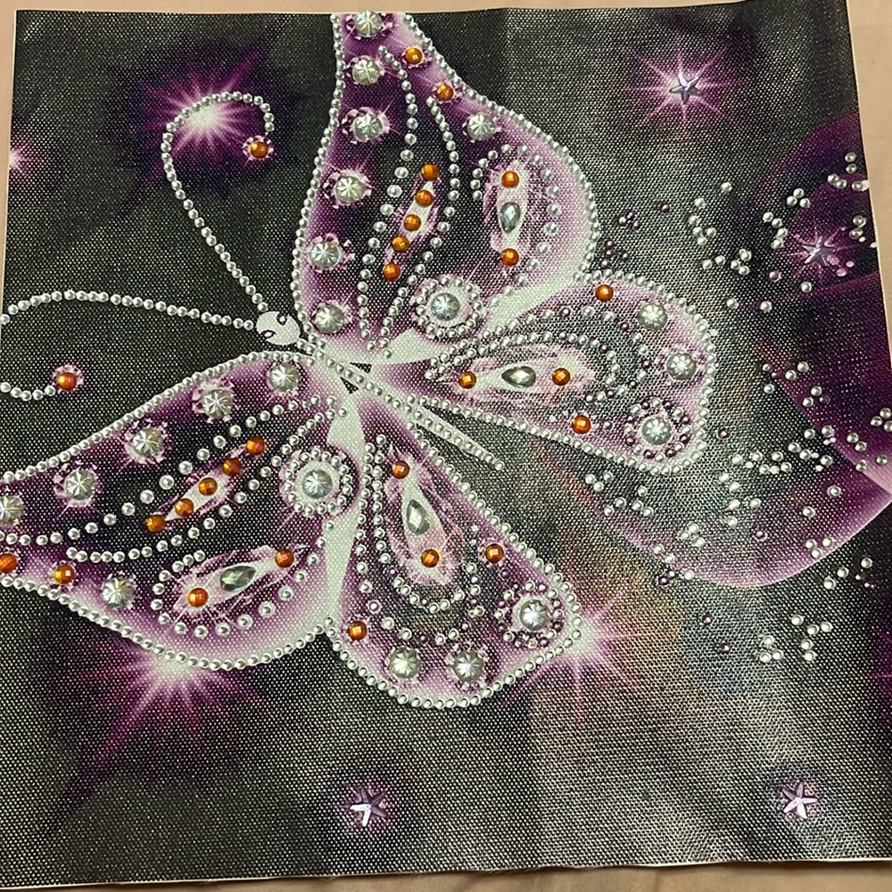 Handmade purple diamond art painting
